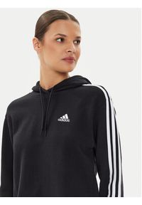 Adidas - adidas Bluza Essentials 3-Stripes French Terry Crop Hoodie IC8767 Czarny Regular Fit. Kolor: czarny. Materiał: bawełna