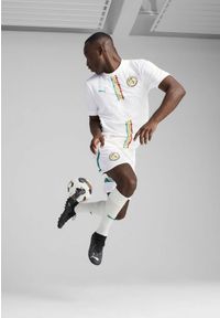 Puma - Męskie szorty Senegal 2025 PUMA White Sport Green. Kolor: biały, wielokolorowy, zielony. Wzór: aplikacja