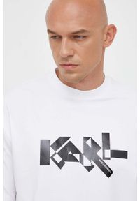 Karl Lagerfeld t-shirt męski kolor biały z nadrukiem. Kolor: biały. Materiał: materiał, dzianina. Wzór: nadruk #1
