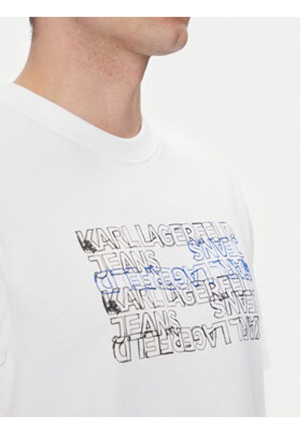 Karl Lagerfeld - KARL LAGERFELD T-Shirt A2M17038 Biały Regular Fit. Typ kołnierza: dekolt w karo. Kolor: biały. Materiał: bawełna