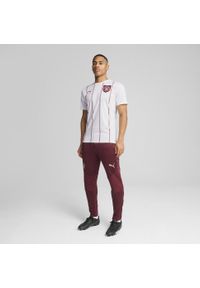 Puma - Męska koszulka przedmeczowa Manchester City PUMA White Dark Jasper Red. Kolor: biały, czerwony, wielokolorowy. Wzór: nadruk