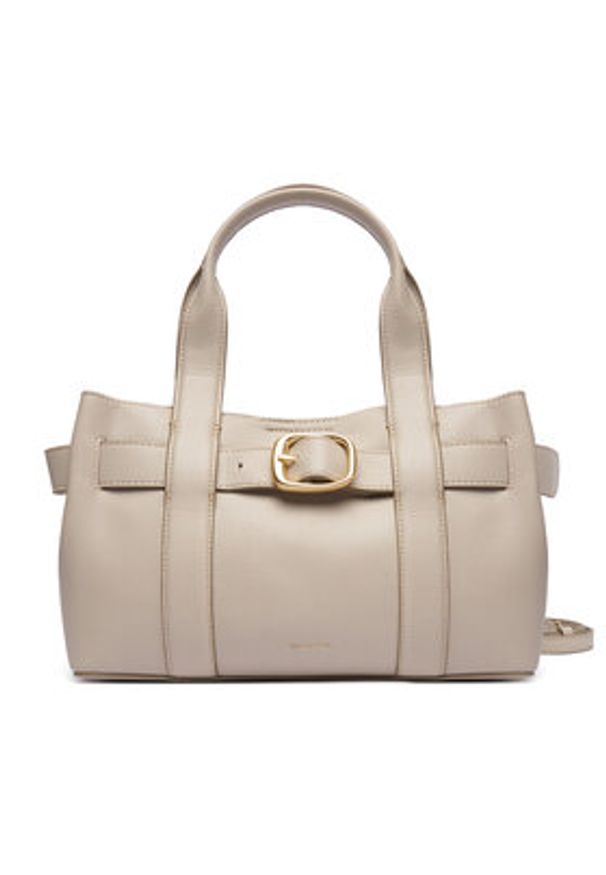 Calvin Klein Torebka Buckle Mini Tote With Strap LV04F3295G Beżowy. Kolor: beżowy. Materiał: skórzane