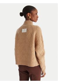 Elisabetta Franchi Sweter MK-55T-57E2 Brązowy Regular Fit. Kolor: brązowy. Materiał: wełna #4