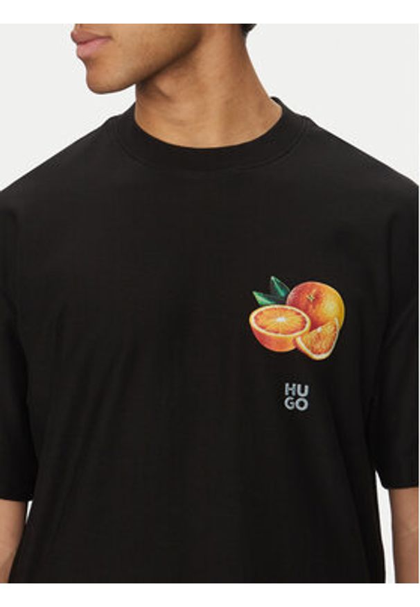 Hugo - HUGO T-Shirt Dartiee 50537576 Czarny Oversize. Kolor: czarny. Materiał: bawełna