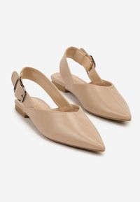 Renee - Beżowe Sandały Vices Slingback z Paskiem ze Sprzączką Nirarine. Okazja: na spacer. Nosek buta: szpiczasty. Zapięcie: pasek. Kolor: beżowy. Wzór: koronka. Materiał: koronka. Obcas: na obcasie. Styl: elegancki. Wysokość obcasa: średni #4