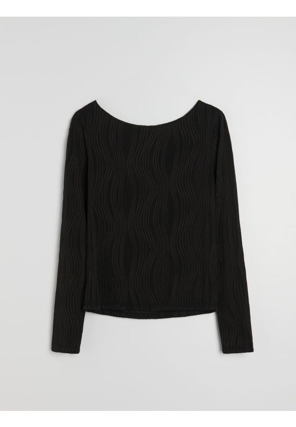 Sinsay - Bluzka z długimi rękawami - czarny. Kolor: czarny. Długość rękawa: długi rękaw. Długość: długie