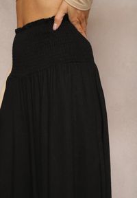 Renee - Czarne Szerokie Spodnie Culottes z Bawełny z Gumką w Talii Ifletia. Kolor: czarny. Materiał: bawełna. Styl: wakacyjny #3