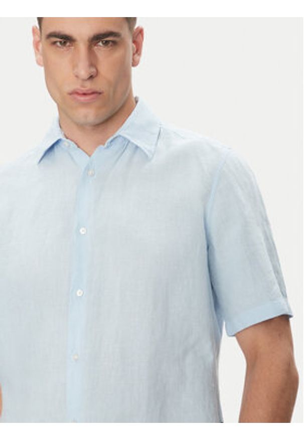 BOSS Koszula 50537382 Niebieski Regular Fit. Kolor: niebieski. Materiał: len