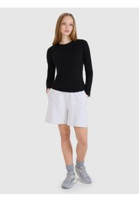 4f - 4F Longsleeve slim gładki damski - czarny M. Okazja: na co dzień. Kolor: czarny. Materiał: jersey, materiał, bawełna, elastan, dzianina. Długość rękawa: długi rękaw. Długość: długie. Wzór: gładki. Styl: sportowy, casual