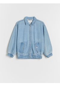 Reserved - Kurtka bomber - niebieski. Kolor: niebieski. Materiał: tkanina, bawełna #1