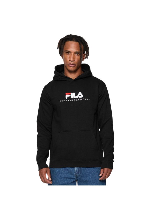 Bluza męska Fila Brunssum czarna FAU0145 80010 R. S. Typ kołnierza: kaptur. Kolor: wielokolorowy, biały, czarny