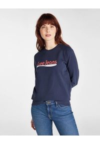 Lee - LEE CREW SWEATSHIRT DAMSKA BLUZA KLASYCZNA LOGO NADRUK DARK NAVY L53KBRNM. Wzór: nadruk. Styl: klasyczny