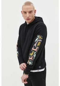 Billabong bluza x Keith Haring męska kolor czarny z kapturem z nadrukiem. Typ kołnierza: kaptur. Kolor: czarny. Długość rękawa: długi rękaw. Długość: długie. Wzór: nadruk #1
