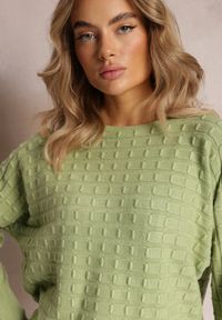 Renee - Zielony Dzianinowy Sweter z Rękawami typu Nietoperz Cascapia. Kolor: zielony. Materiał: dzianina. Styl: klasyczny #2