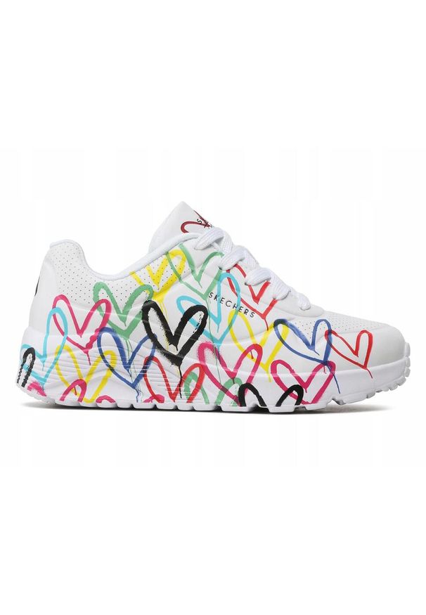 skechers - Buty damskie SKECHERS UNO LITE 314064L-WMLT białe w serca sportowe 36. Okazja: na co dzień. Kolor: biały, wielokolorowy. Model: Skechers Sport. Sport: turystyka piesza