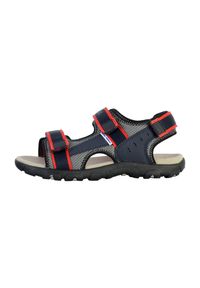 Geox - Sandały GEOX JR SANDAL STRADA A Czerwony. Kolor: czerwony, niebieski, wielokolorowy. Materiał: syntetyk, skóra. Sezon: lato