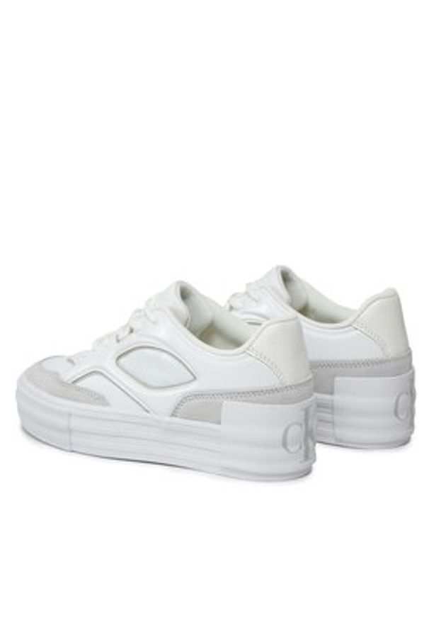 Calvin Klein Jeans Sneakersy Bold Vulc Flatf Lace Mix Mg Lum YW0YW01295 Biały. Kolor: biały. Materiał: skóra