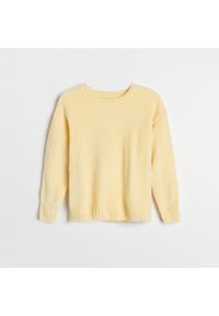 Reserved - Gładki sweter - Żółty. Kolor: żółty. Wzór: gładki #1