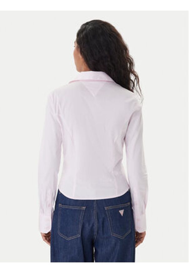Tommy Jeans Koszula Baby DW0DW22604 Różowy Slim Fit. Kolor: różowy. Materiał: bawełna