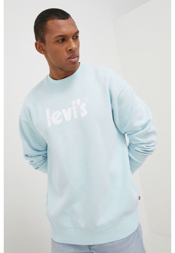 Levi's® - Levi's bluza męska z nadrukiem. Okazja: na spotkanie biznesowe. Kolor: niebieski. Materiał: dzianina. Wzór: nadruk. Styl: biznesowy