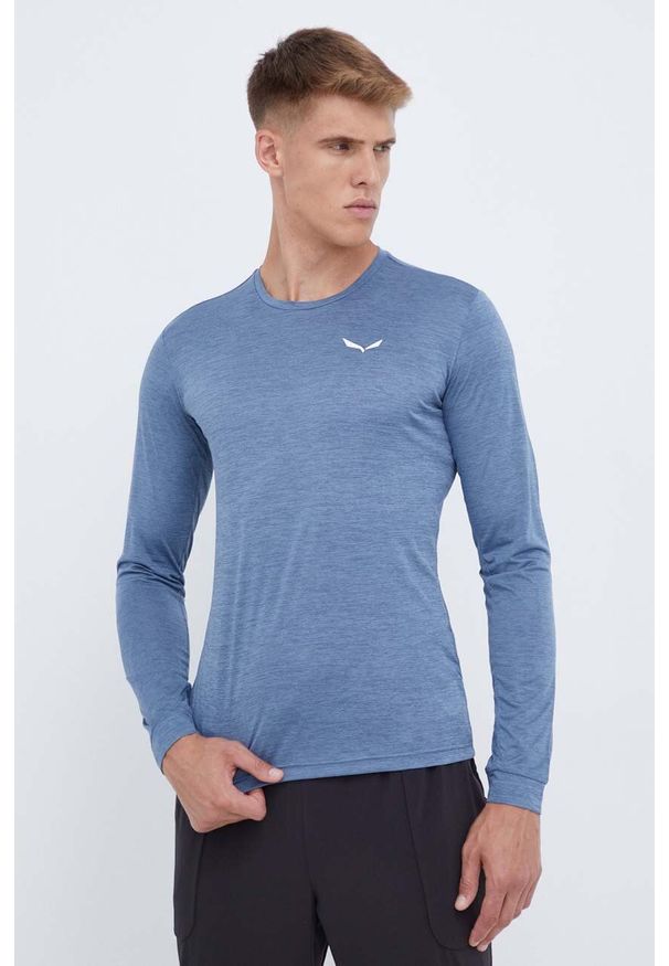 Salewa longsleeve sportowy Puez Melange kolor niebieski melanżowy. Kolor: niebieski. Materiał: materiał. Długość rękawa: długi rękaw. Wzór: melanż. Styl: sportowy