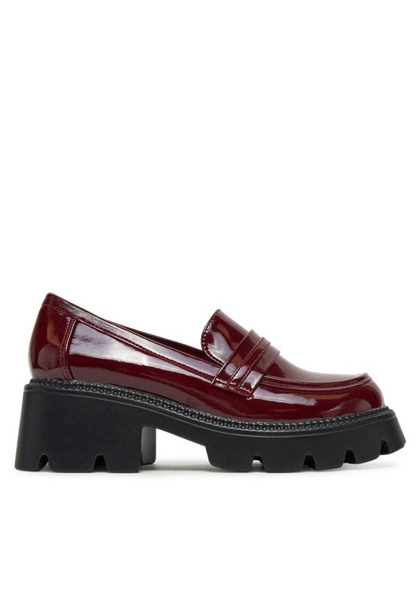 DeeZee Loafersy HLD-2016 Bordowy. Kolor: czerwony. Materiał: skóra