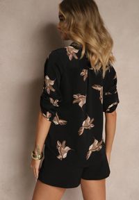 Renee - Czarna Koszula z Bawełną ze Wzorem Ptaków Lumevire. Okazja: na co dzień. Kolor: czarny. Materiał: bawełna. Wzór: aplikacja. Styl: elegancki, casual #3