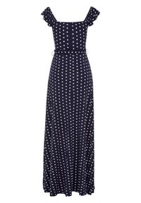 Długa sukienka z nadrukiem bonprix ciemnoniebieski w kropki. Kolor: niebieski. Wzór: nadruk, kropki. Długość: maxi #8