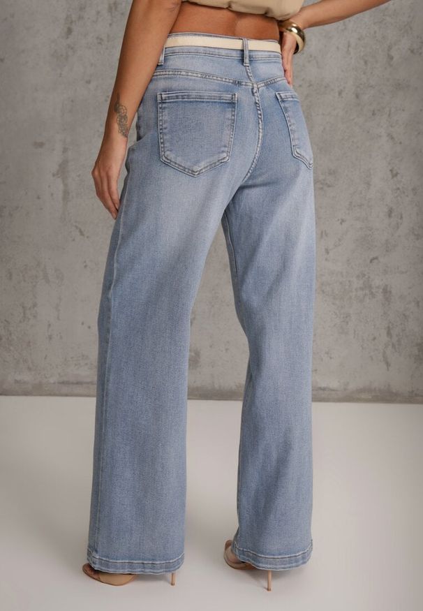 Renee - Niebieskie Jeansy High Waist Wide Leg z Bawełną Conana. Stan: podwyższony. Kolor: niebieski. Styl: klasyczny