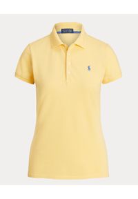 Ralph Lauren - RALPH LAUREN - Żółta koszulka Polo Tailored Fit z logo. Typ kołnierza: polo. Kolor: żółty. Materiał: elastan, bawełna. Styl: klasyczny