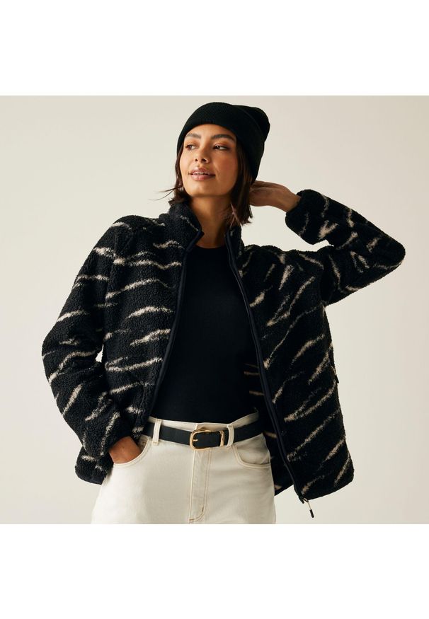 Regatta - Polar damski rozsuwany Frankie Borg. Kolor: czarny. Materiał: polar. Długość rękawa: raglanowy rękaw. Sport: turystyka piesza