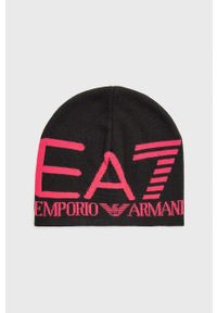 EA7 Emporio Armani - Czapka. Kolor: różowy. Materiał: dzianina