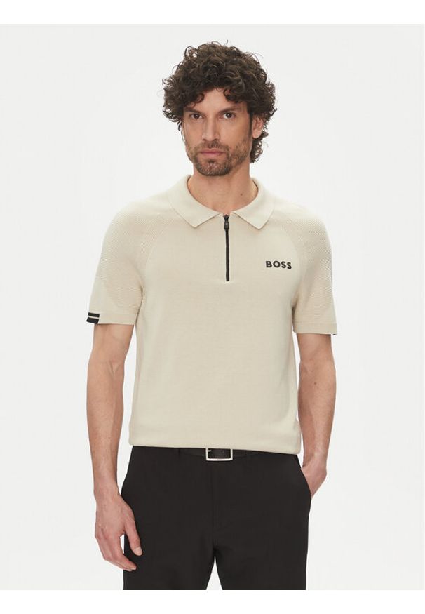 BOSS Polo K_Perform-Max_Pl 50537146 Beżowy Slim Fit. Typ kołnierza: polo. Kolor: beżowy. Materiał: bawełna