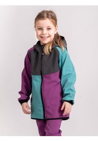 UNUO - Kurtka softshellowa dziecięca z polarem Basic, Multicolor Blackberry. Kolor: fioletowy. Materiał: polar. Sezon: jesień, wiosna