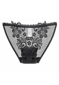 Intica - figi z haftem i prześwitującym materiałem Pakize. Kolor: czarny. Materiał: materiał. Wzór: haft