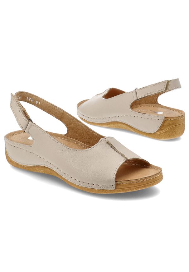 Beżowe Sandały Armodo Wygodne Obuwie Damskie. Okazja: na co dzień. Kolor: beżowy. Materiał: skóra. Sezon: lato. Styl: elegancki, klasyczny, casual