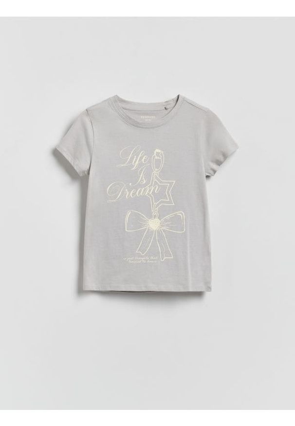 Reserved - T-shirt z nadrukiem - jasnoszary. Kolor: szary. Materiał: bawełna. Wzór: nadruk