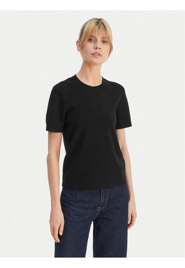 Calvin Klein T-Shirt LV147E303G Czarny Regular Fit. Kolor: czarny. Materiał: wiskoza