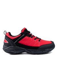 Czerwone buty trekkingowe męskie DK czarne. Kolor: wielokolorowy, czerwony, czarny. Materiał: materiał
