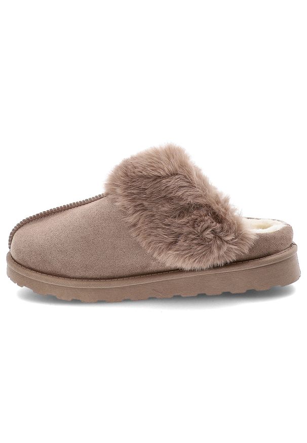 Brązowe Kapcie Vinceza Ciepłe Domowe Obuwie Damskie. Okazja: do domu. Kolor: brązowy. Materiał: materiał. Szerokość cholewki: normalna