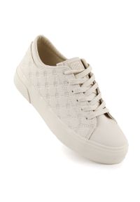 Big-Star - Trampki damskie eko skóra logowane beżowe Big Star RR274336. Kolor: beżowy. Materiał: skóra ekologiczna. Sezon: lato. Styl: sportowy #1