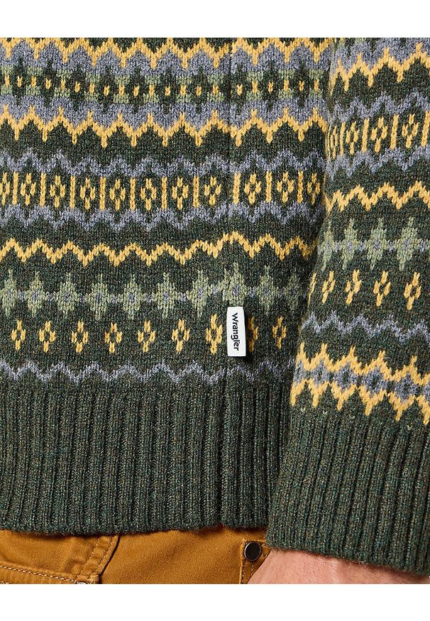 Lee - WRANGLER FAIRISLE SWEATER MĘSKI SWETER CIEPŁY VERDANT GREEN 112357294 W8F7014320