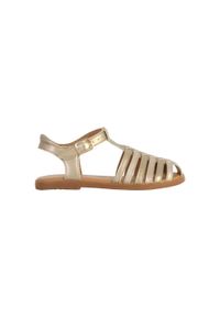Geox - Sandały GEOX J SANDAL KARLY GIRL Złoty. Kolor: szary. Materiał: syntetyk, skóra. Sezon: lato
