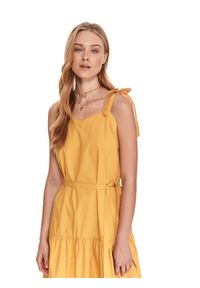 TOP SECRET - Sukienka midi z wiązanymi ramiączkami. Kolor: żółty. Materiał: tkanina, bawełna. Długość rękawa: na ramiączkach. Sezon: lato. Długość: midi #6