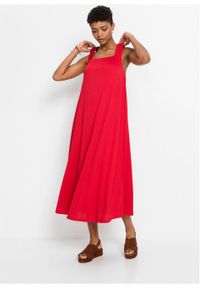 Sukienka oversize z krepy bonprix truskawkowy. Kolor: czerwony. Długość rękawa: na ramiączkach. Typ sukienki: oversize #6