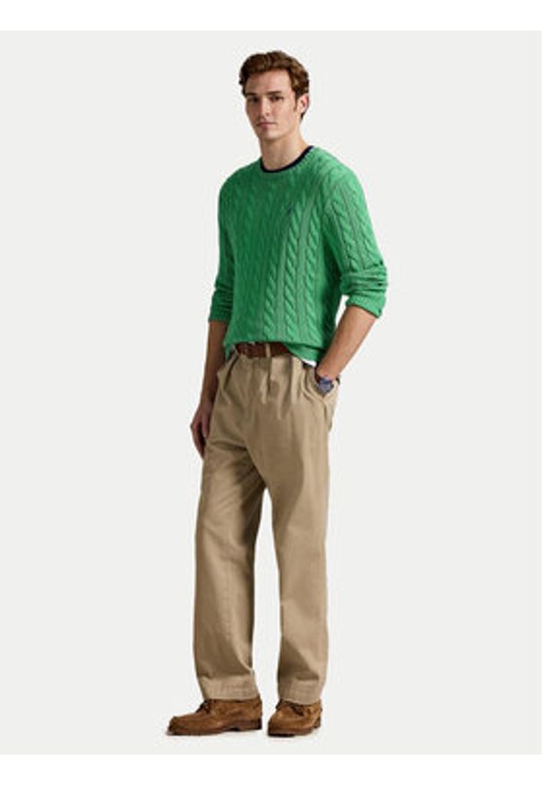 Polo Ralph Lauren Sweter 710775885523 Zielony Regular Fit. Typ kołnierza: polo. Kolor: zielony. Materiał: bawełna