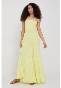 Y.A.S sukienka kolor żółty maxi rozkloszowana. Kolor: żółty. Materiał: włókno, tkanina. Typ sukienki: rozkloszowane. Długość: maxi