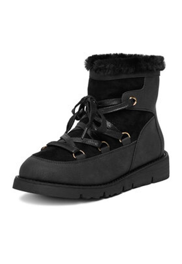 DeeZee Śniegowce 17125-1-BLACK PU Czarny. Kolor: czarny. Materiał: materiał, skóra