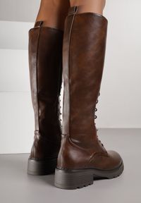 Renee - Brązowe Kozaki Typu Workery Rhaethe. Okazja: na co dzień. Kolor: brązowy. Materiał: skóra, jeans. Styl: casual #3