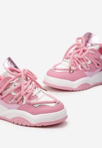 Born2be - Różowe Sneakersy na Grubej Podeszwie z Kolorowymi i Metalicznymi Wstawkami Ecastia. Kolor: różowy. Wzór: kolorowy #5